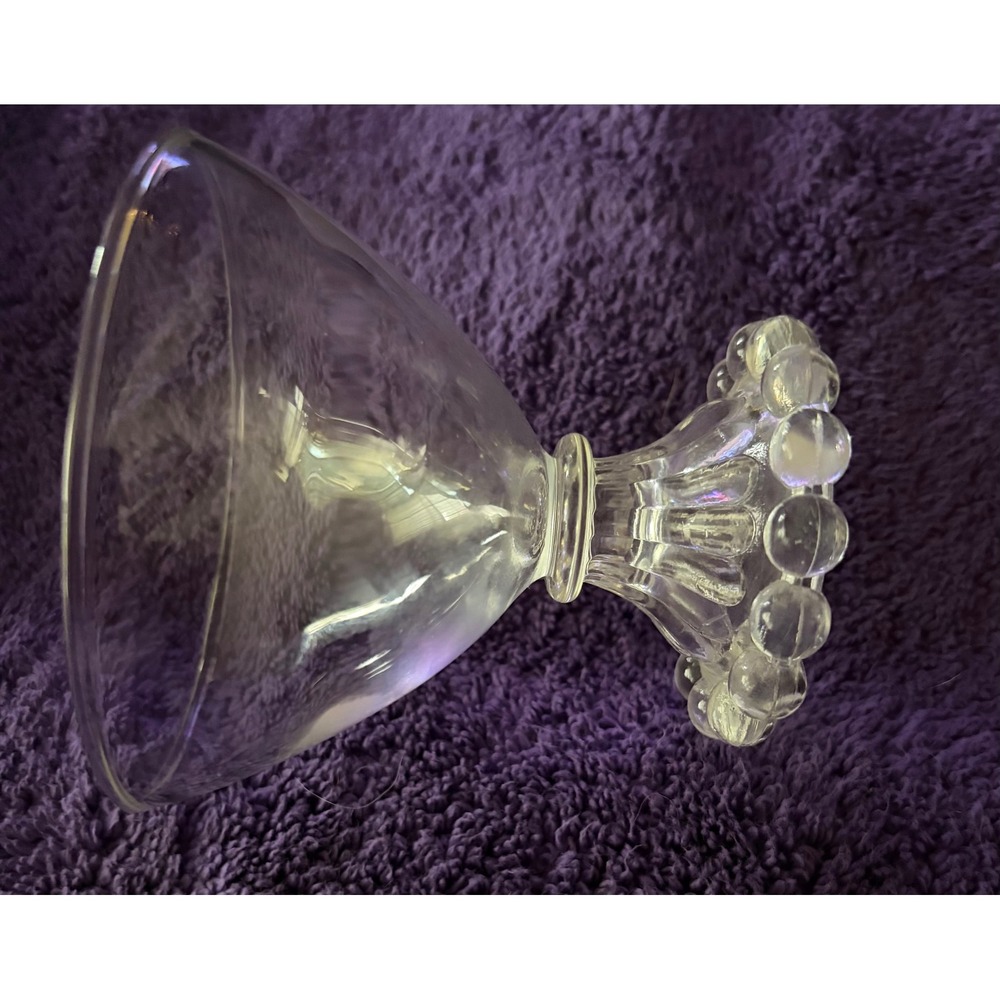 Vintage Clear Glass Booped Beaded Base Sherbet Champagne Coupe Dessert Glass - Picture 5 of 5